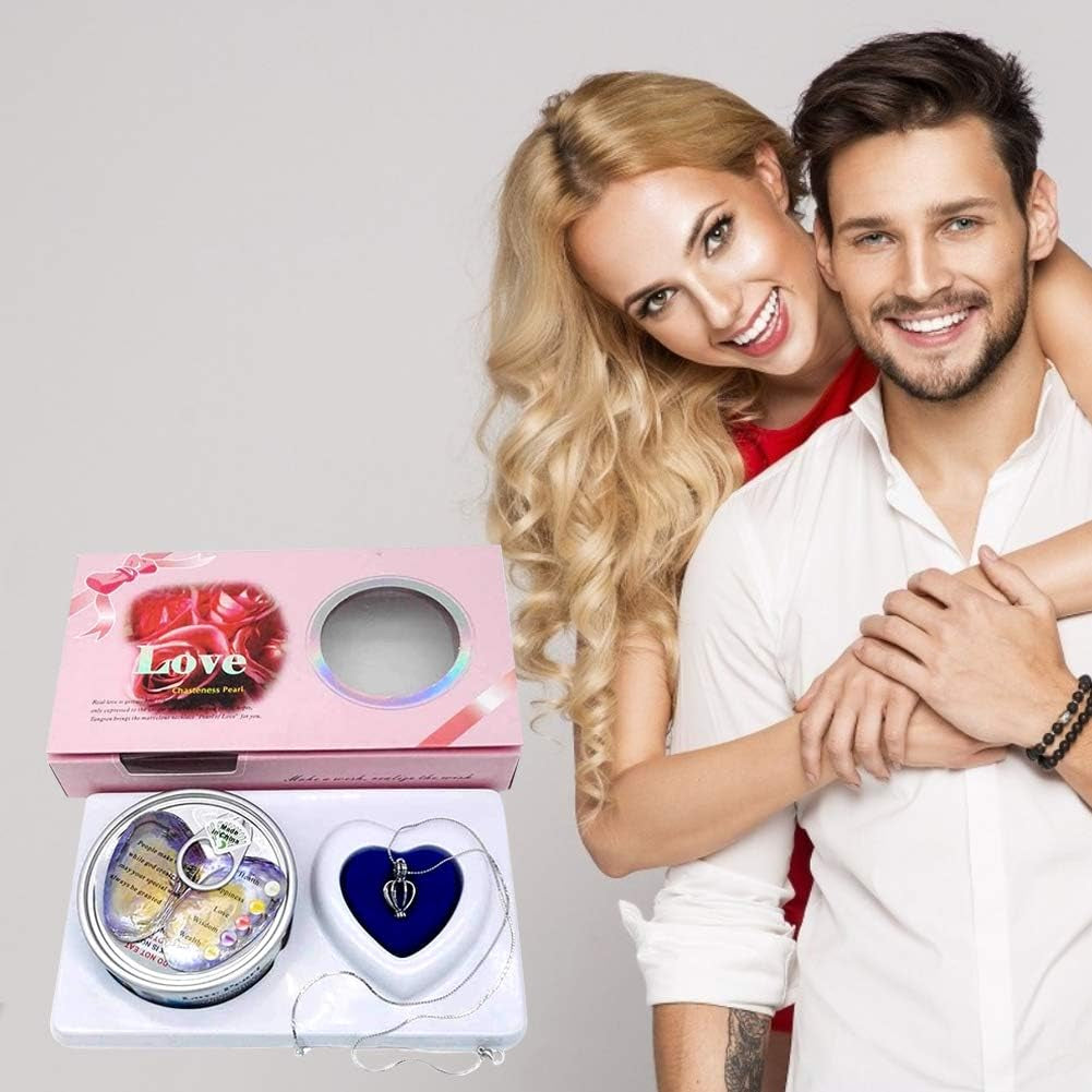 Creative Necklace Freshwater Pearl Oyster Love round Pearls, Necklace Box Pearl Cage Pendant DIY Pearls inside for Jewelry Making or Birthday Gifts