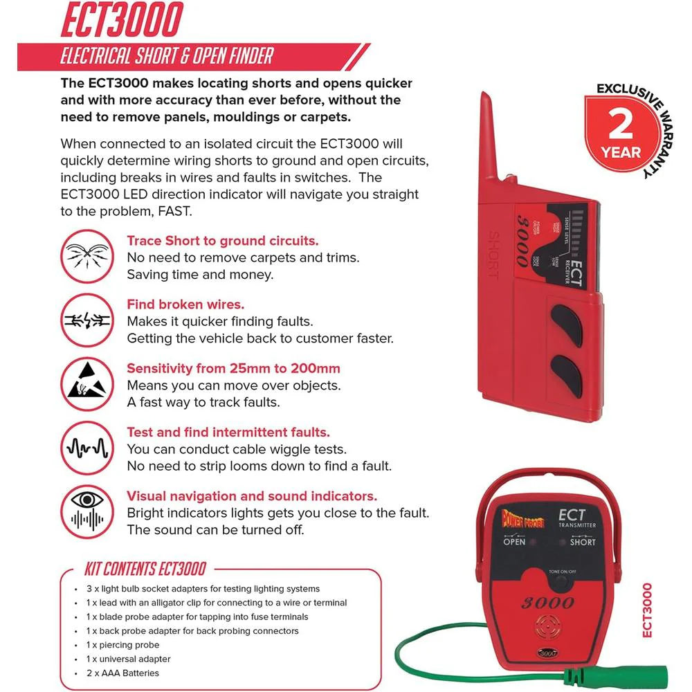 ECT3000B Red Electronic Circuit Tester in Box