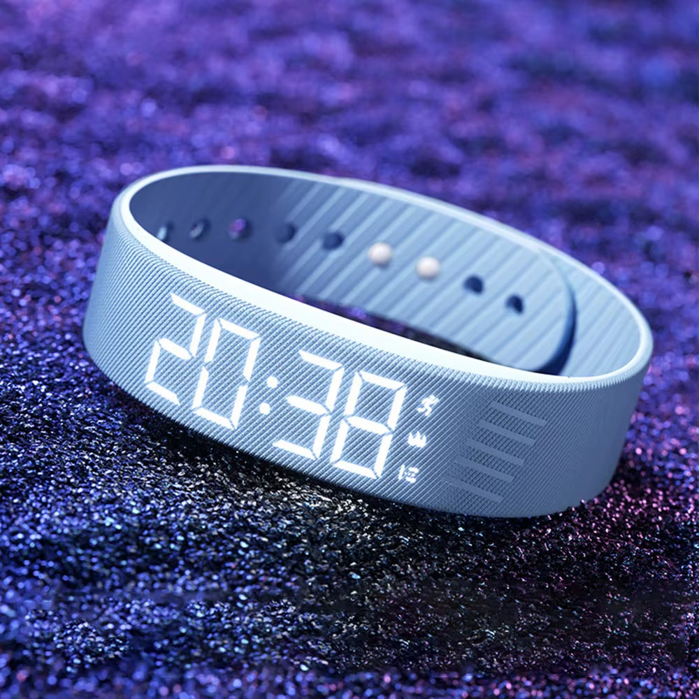 LED Digital Alarm Clock Watch Waterproof Snooze-Proof Alarm Bracelet Adjustable with Running Pedometer Fitness Wristbands