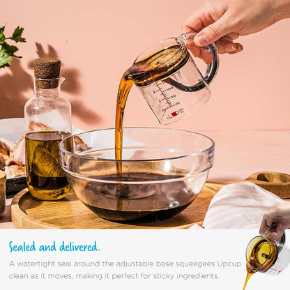 Upcup All-In-1 Adjustable Measuring Cup, Metric & Imperial Measurements up to 1 Cup - Black/Clear