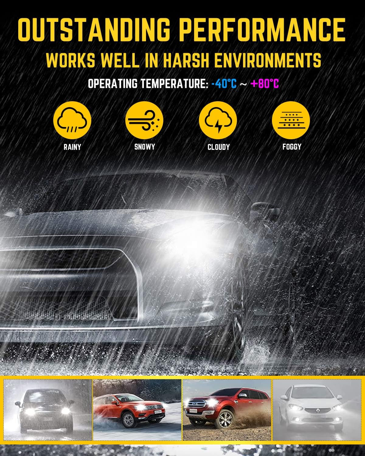 HB4 9006 LED Headlight Bulbs, 90W 18000LM HB4 Headlights Bulb 6000K White Mini Size 12V 24V Car Conversion Kit Halogen Replacement CSP Chips with Fan Non-Polarity Plug and Play, Pack of 2