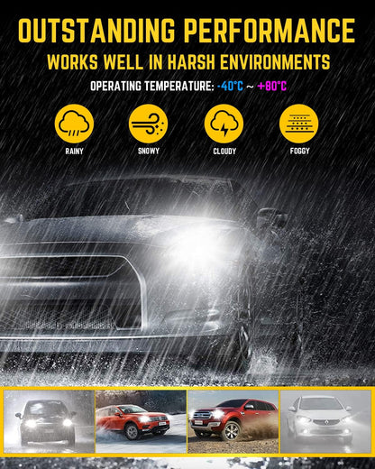 HB4 9006 LED Headlight Bulbs, 90W 18000LM HB4 Headlights Bulb 6000K White Mini Size 12V 24V Car Conversion Kit Halogen Replacement CSP Chips with Fan Non-Polarity Plug and Play, Pack of 2