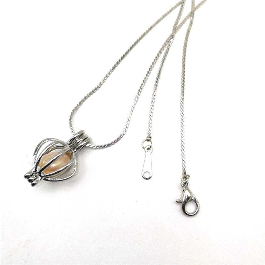 Creative Necklace Freshwater Pearl Oyster Love round Pearls, Necklace Box Pearl Cage Pendant DIY Pearls inside for Jewelry Making or Birthday Gifts