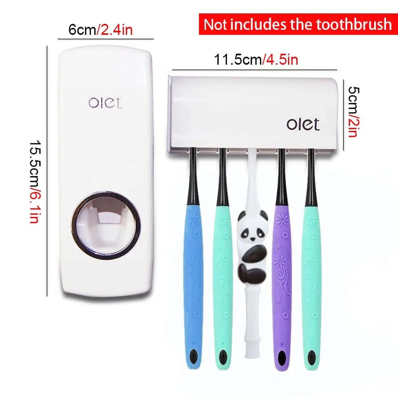Toothbrush Holder Automatic Toothpaste Dispenser Set Dustproof Kids Hands Free Toothpaste Squeezer for Family Washroom Bathroom White