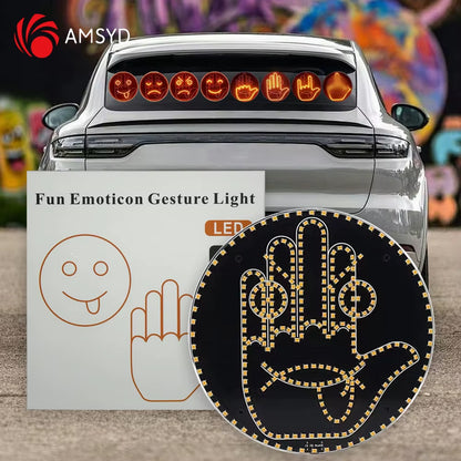 Car Funny Remote Control Facial Expression LED Light Rear Window Multi-Function Warning Reminder Lamp Exterior Accessories