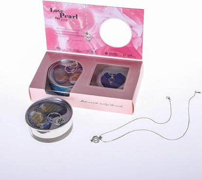 Creative Necklace Freshwater Pearl Oyster Love round Pearls, Necklace Box Pearl Cage Pendant DIY Pearls inside for Jewelry Making or Birthday Gifts