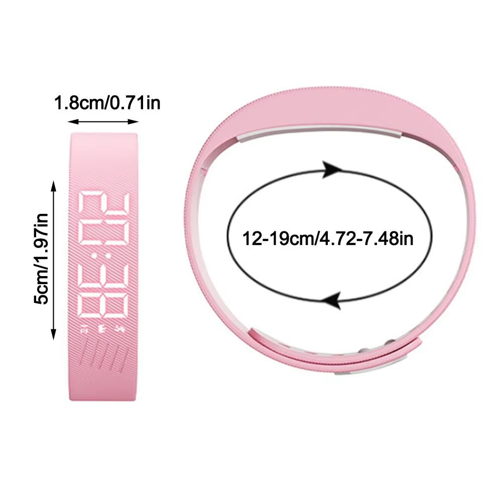 LED Digital Alarm Clock Watch Waterproof Snooze-Proof Alarm Bracelet Adjustable with Running Pedometer Fitness Wristbands