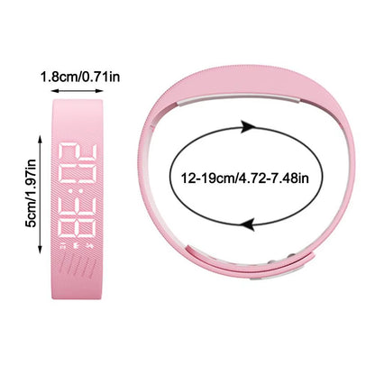 LED Digital Alarm Clock Watch Waterproof Snooze-Proof Alarm Bracelet Adjustable with Running Pedometer Fitness Wristbands