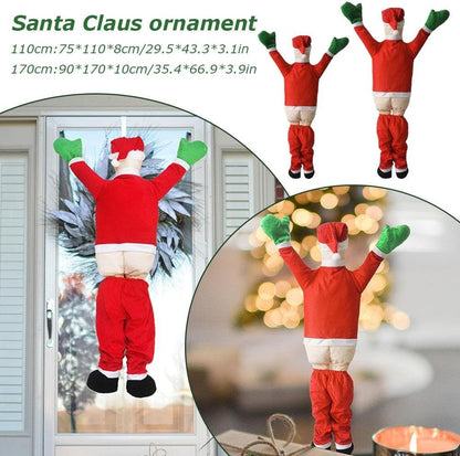 Large Christmas Hanging Santa Claus Outdoor Decoration Climbing Santa Claus with Pants off Santa Xmas Christmas Ornaments for outside Roof Gutter Window Balcony Christmas Party Supplies