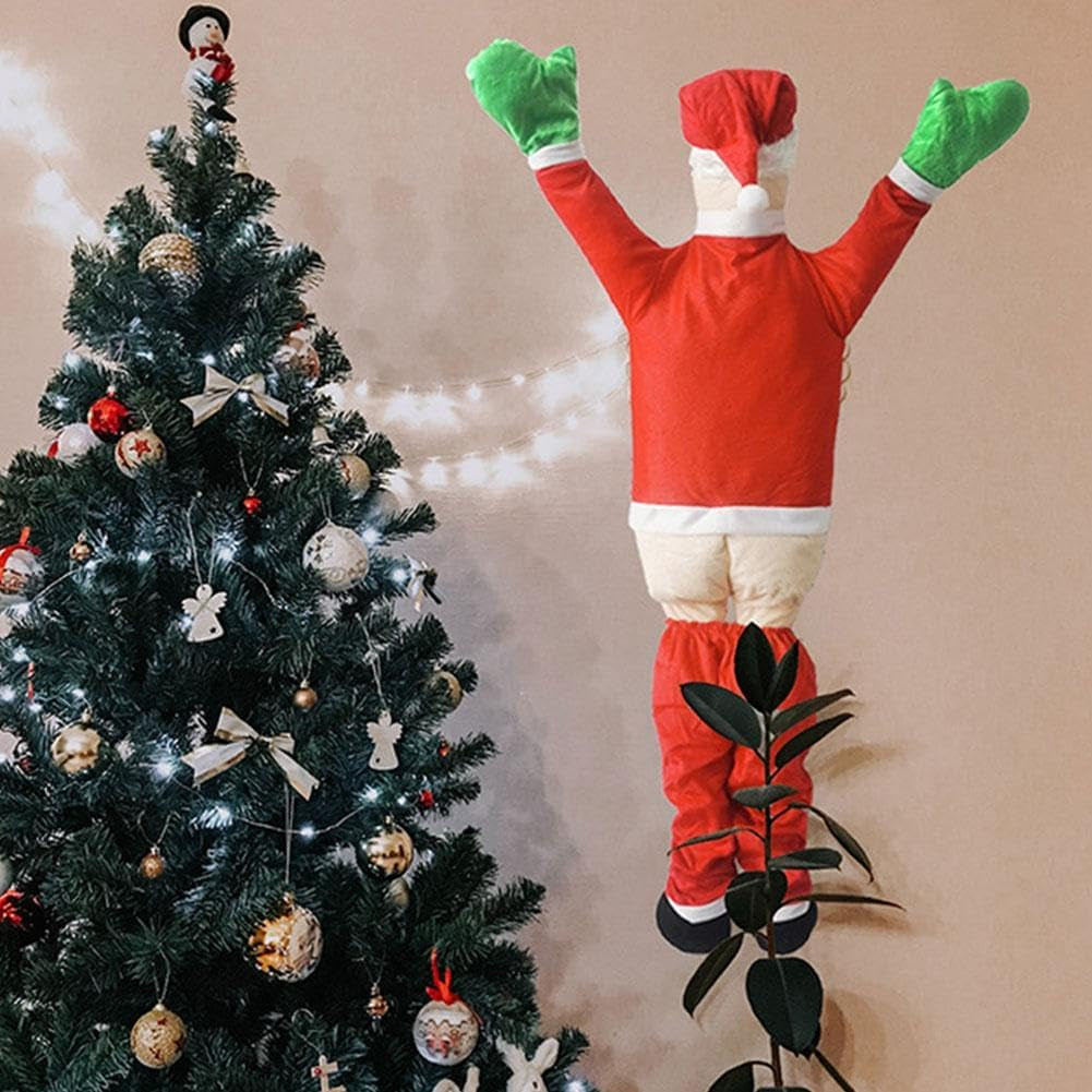 Large Christmas Hanging Santa Claus Outdoor Decoration Climbing Santa Claus with Pants off Santa Xmas Christmas Ornaments for outside Roof Gutter Window Balcony Christmas Party Supplies