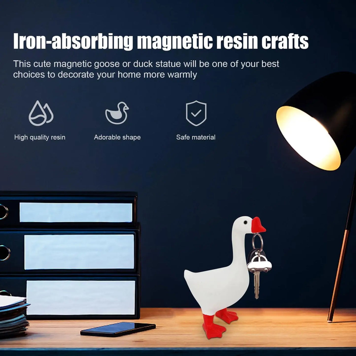 Magnet Goose Figure Model Multifunctional Animal Storage Rack Creative Cartoon Duck Figurine for Keys Glasses Bells
