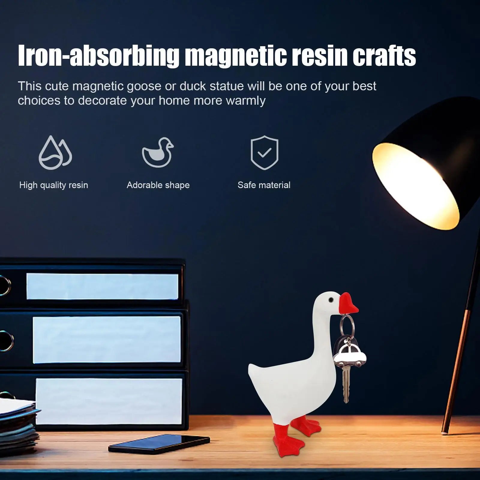 Magnet Goose Figure Model Multifunctional Animal Storage Rack Creative Cartoon Duck Figurine for Keys Glasses Bells