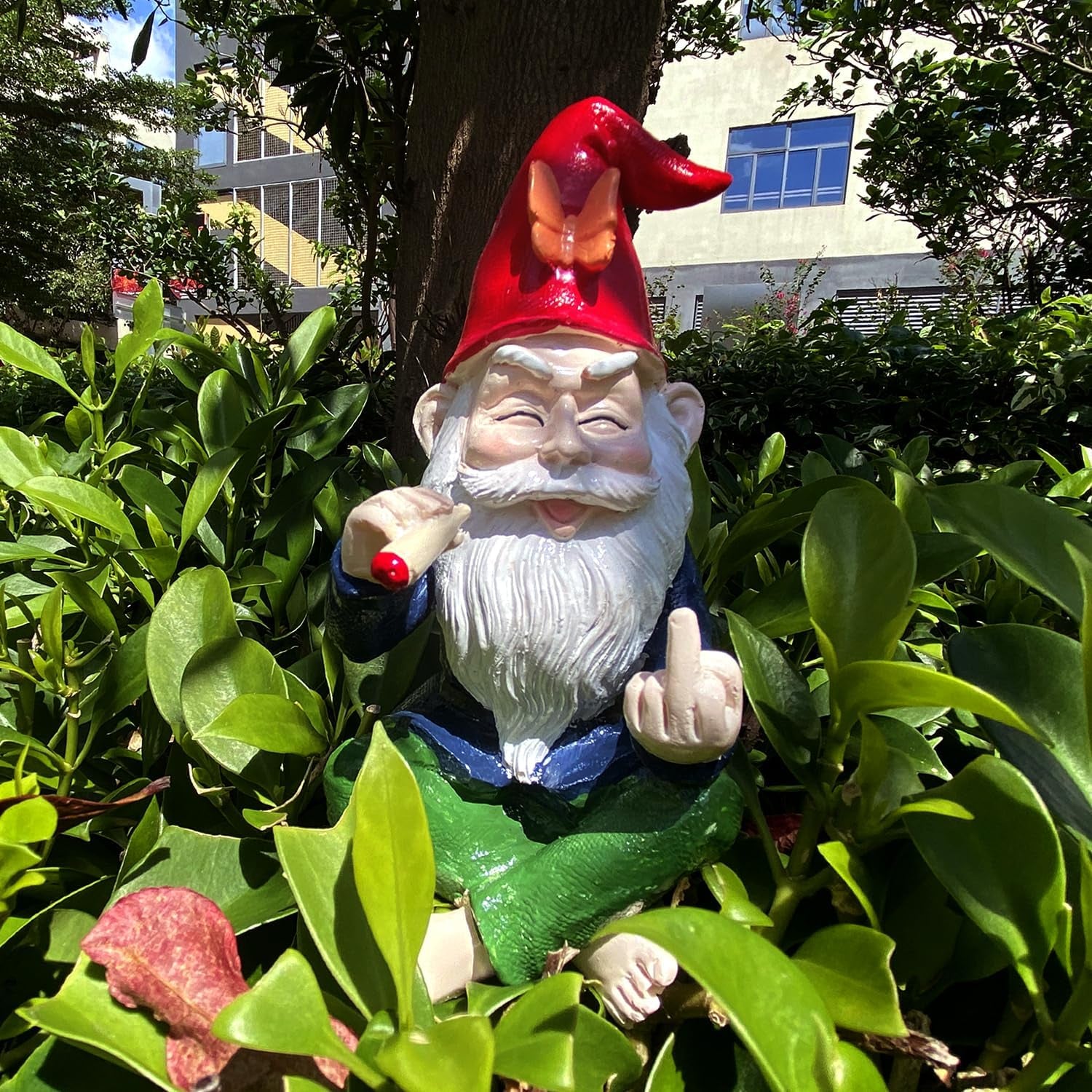 Funny Garden Gnome Statue - Mini Figurine Ornament for Outdoor Fairy Garden & Indoor Decor, Resin Craft Gift UK​​