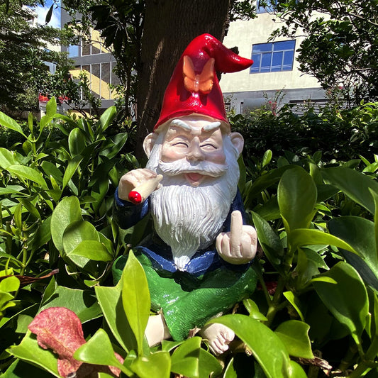 Funny Garden Gnome Statue - Mini Figurine Ornament for Outdoor Fairy Garden & Indoor Decor, Resin Craft Gift UK​​