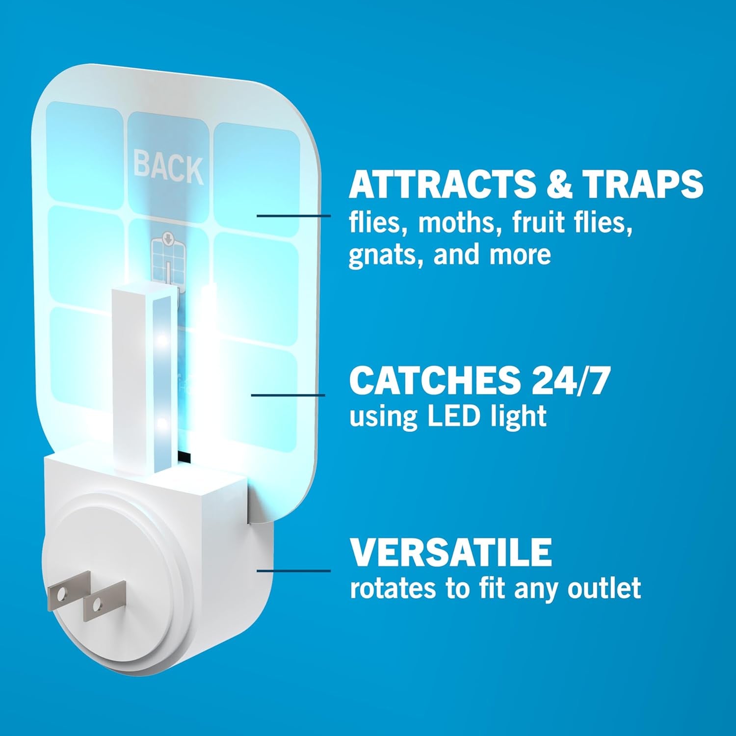 Home Indoor Plug-In Fly Trap - SH502 - Effective Fruit Fly Traps for Indoors, Gnat Traps for House Indoor, 400 Sq Ft Protection - Style: 1 Device + 2 Glue Cards