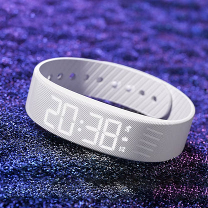 LED Digital Alarm Clock Watch Waterproof Snooze-Proof Alarm Bracelet Adjustable with Running Pedometer Fitness Wristbands