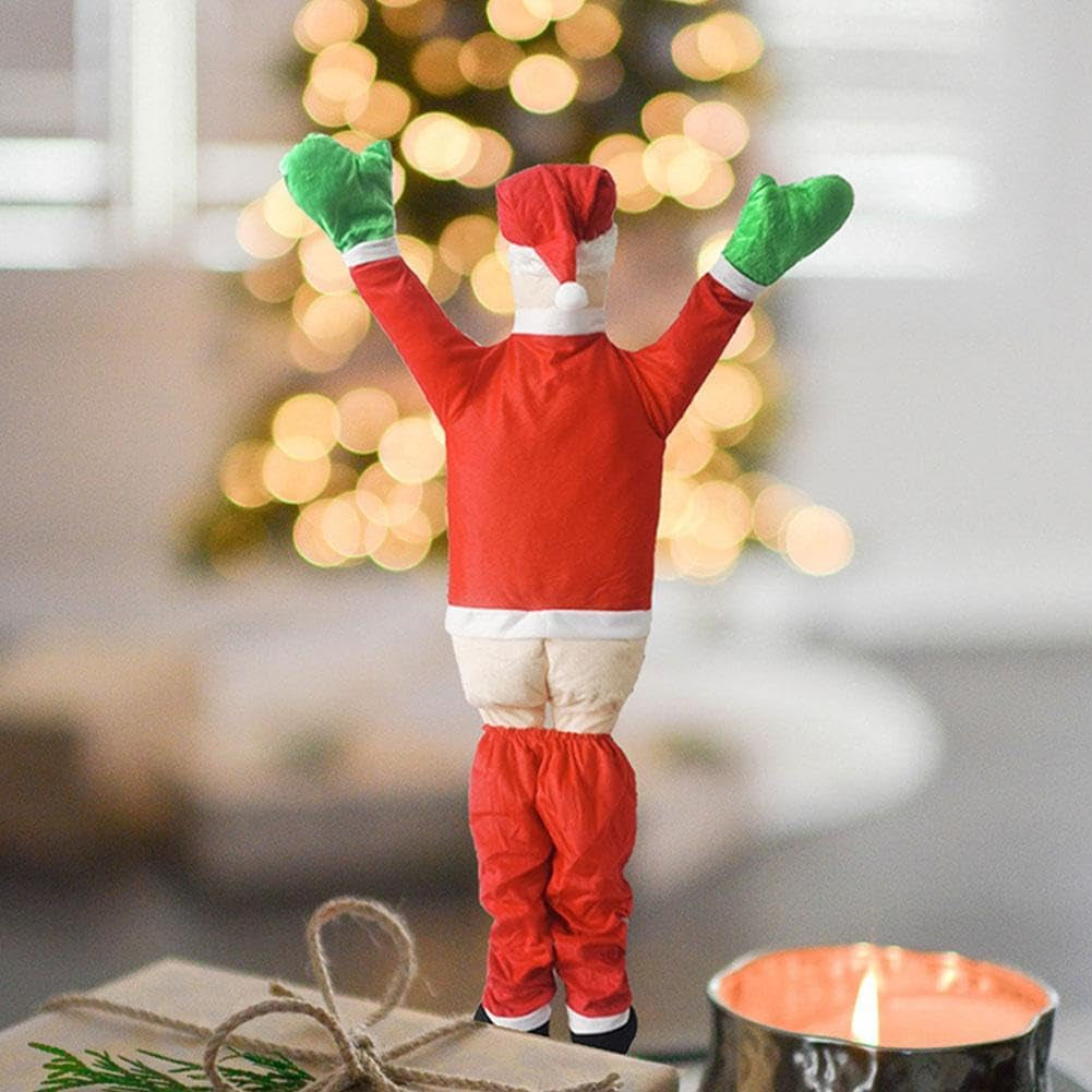 Large Christmas Hanging Santa Claus Outdoor Decoration Climbing Santa Claus with Pants off Santa Xmas Christmas Ornaments for outside Roof Gutter Window Balcony Christmas Party Supplies