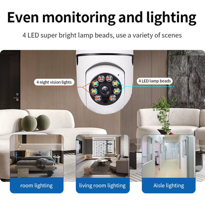 2025 1080P Wifi Panoramic Wireless Bulb IP Camera 360 Degree Mini Surveillance System Home Security Light Bulb High Definition
