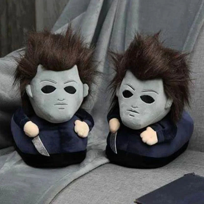 Halloween Michael Myers Chucky Plush Slippers Horror Ghostly Black Lord Devil Rabbit House Shoes Soft Funny Slipper
