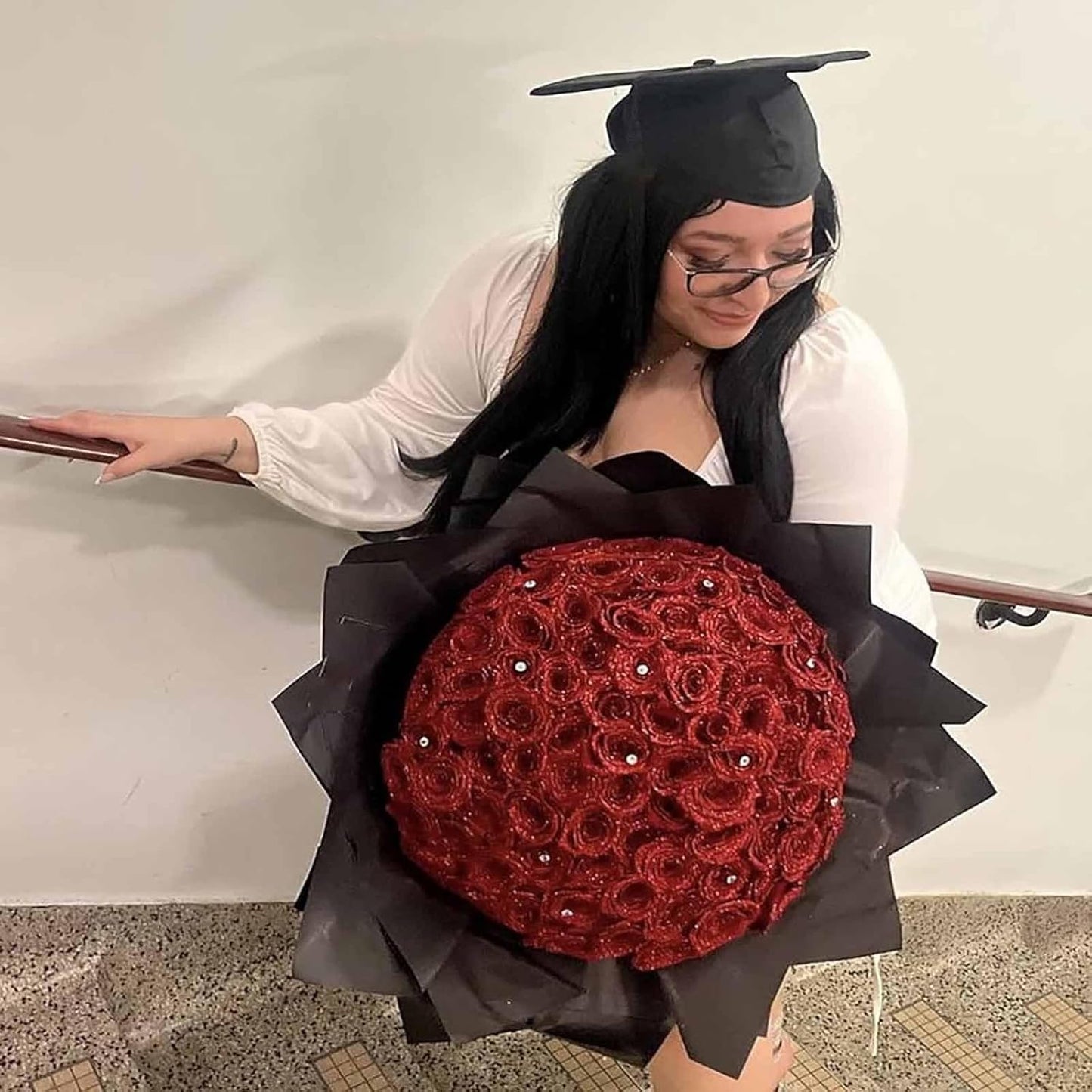 Rose Bouquet, Everlasting Shiny Fake Roses Bouquet, Blue Artificial Rose Bouquet, Fake Roses Bouquet Love Gifts, Love Gifts for Valentine'S Day Gift, Anniversary, Wedding (Color : Red, Size : 11 ROS