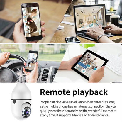 2025 1080P Wifi Panoramic Wireless Bulb IP Camera 360 Degree Mini Surveillance System Home Security Light Bulb High Definition