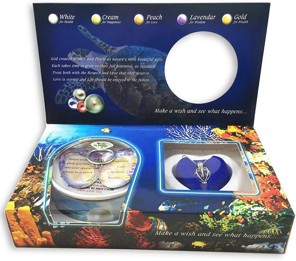 Creative Necklace Freshwater Pearl Oyster Love round Pearls, Necklace Box Pearl Cage Pendant DIY Pearls inside for Jewelry Making or Birthday Gifts