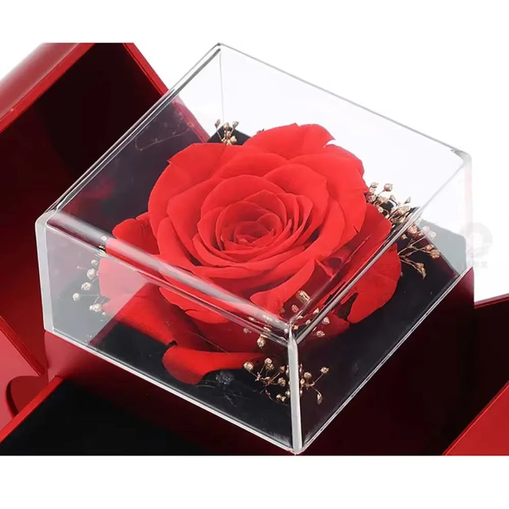Birthday Gift to Girlfriend Red Apple Jewelry Box Necklace Eternal Rose Mom Wife Wedding New Year Valentine'S Day Accessories