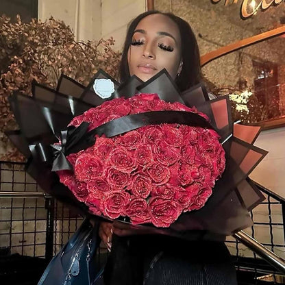 Rose Bouquet, Everlasting Shiny Fake Roses Bouquet, Blue Artificial Rose Bouquet, Fake Roses Bouquet Love Gifts, Love Gifts for Valentine'S Day Gift, Anniversary, Wedding (Color : Red, Size : 11 ROS