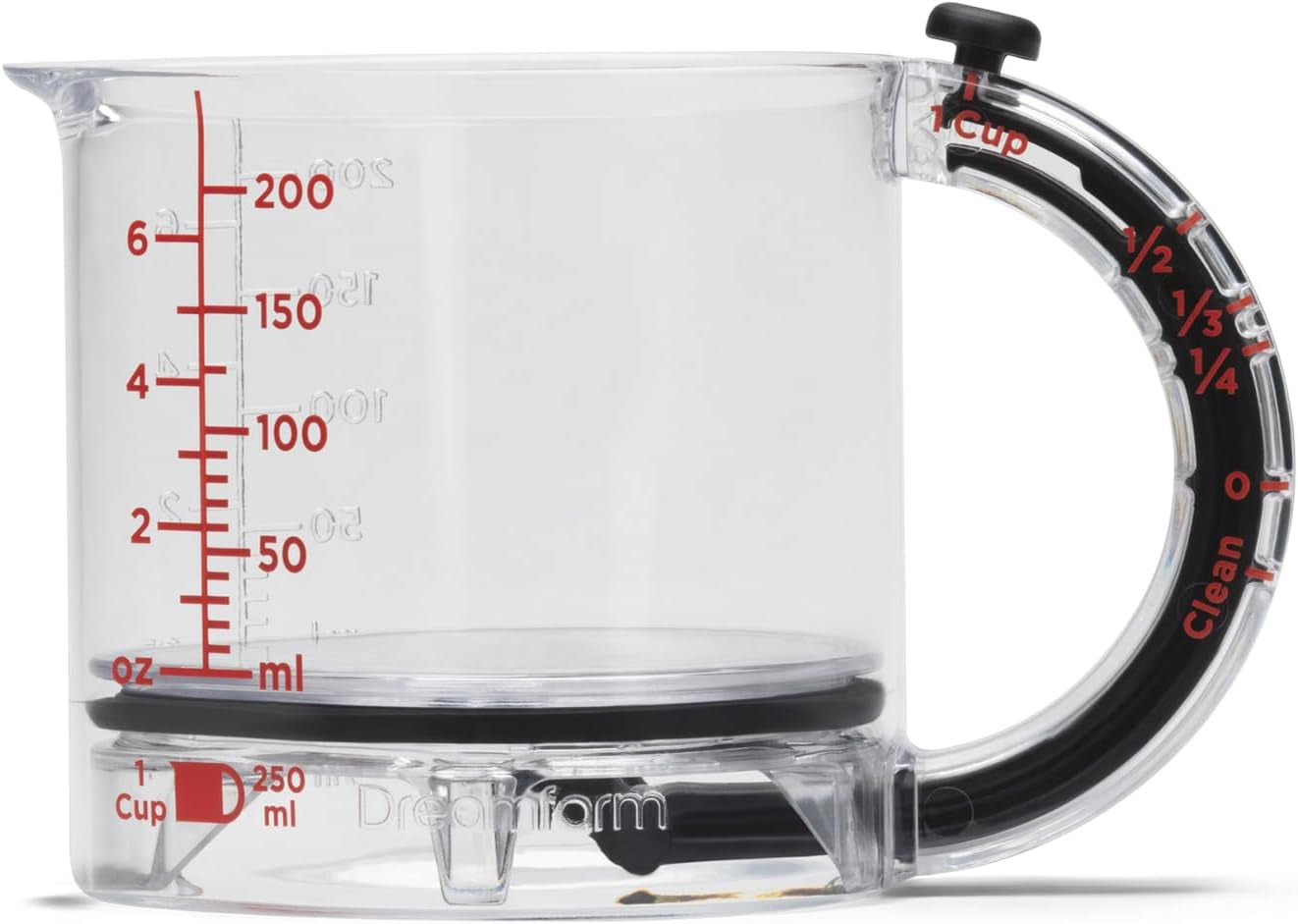 Upcup All-In-1 Adjustable Measuring Cup, Metric & Imperial Measurements up to 1 Cup - Black/Clear