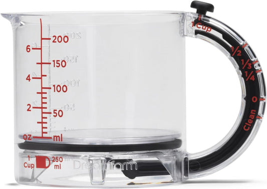 Upcup All-In-1 Adjustable Measuring Cup, Metric & Imperial Measurements up to 1 Cup - Black/Clear