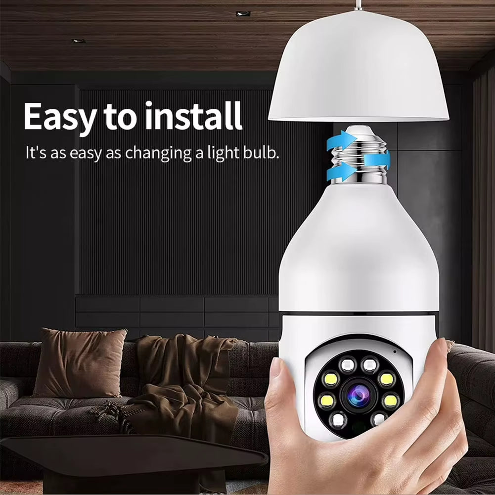 2025 1080P Wifi Panoramic Wireless Bulb IP Camera 360 Degree Mini Surveillance System Home Security Light Bulb High Definition