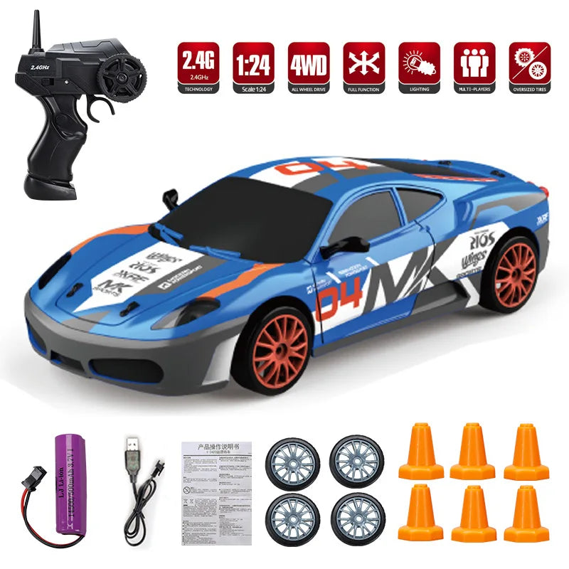 1/24 Scale RC GTR R35 Drift Car – Remote Control Racing Car with LED Lights & Drift Tire