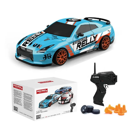 1/24 Scale RC GTR R35 Drift Car – Remote Control Racing Car with LED Lights & Drift Tire