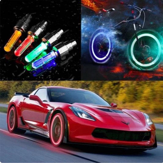 Waterproof LED Wheel Lights – Colorful Tire Valve Cap Lights for Cars, Bikes & Motorcycle