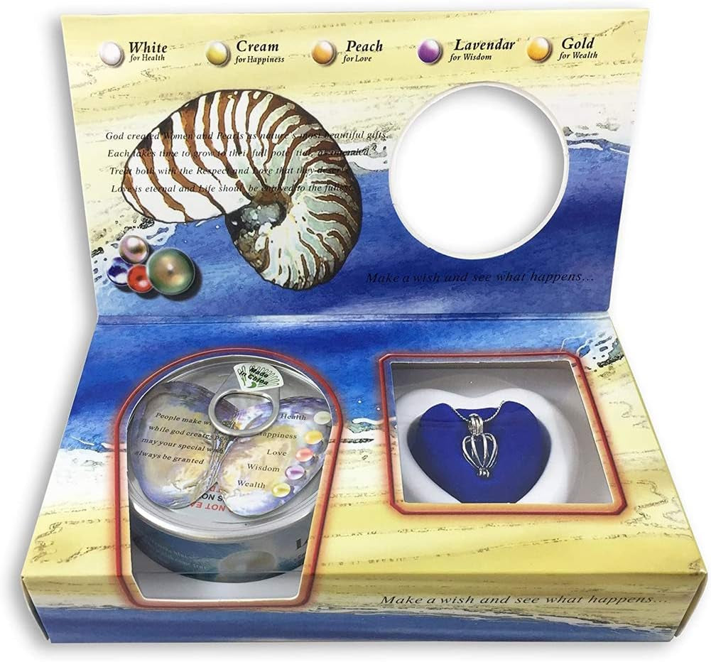 Creative Necklace Freshwater Pearl Oyster Love round Pearls, Necklace Box Pearl Cage Pendant DIY Pearls inside for Jewelry Making or Birthday Gifts