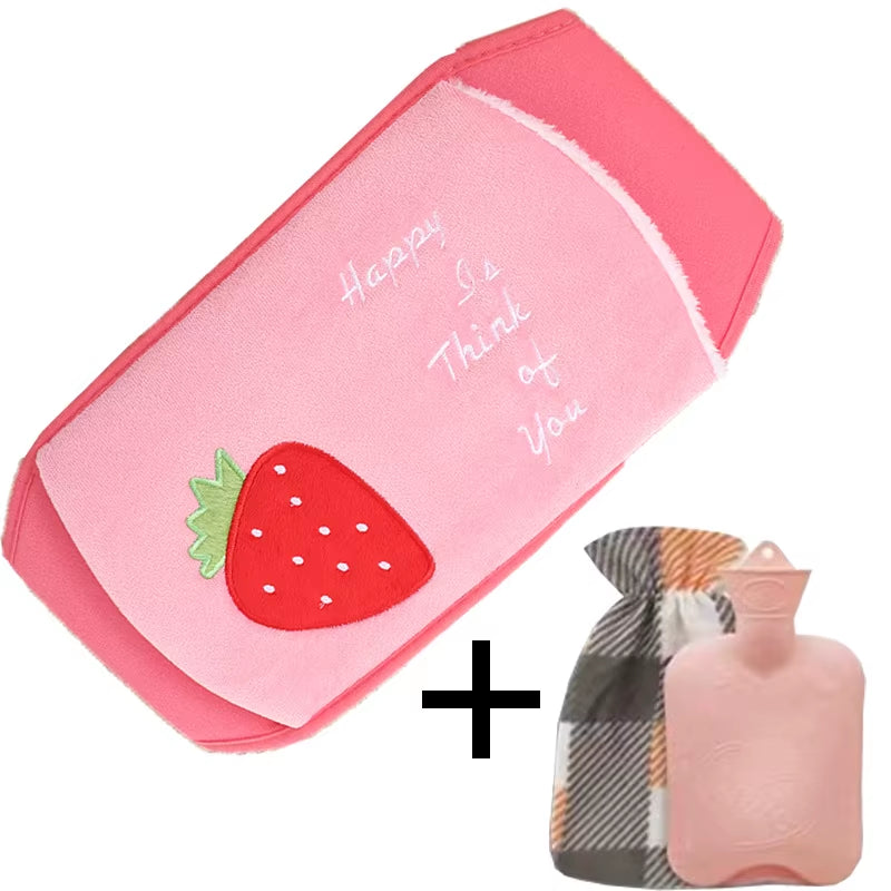 1000Ml Hot Water Bottle with Cover&Belt Warm Plush Hand Warmer Safe Hot Water Bag Removable Cold-Proof Warm Pouch Hot Packs