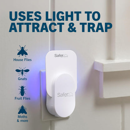 Home Indoor Plug-In Fly Trap - SH502 - Effective Fruit Fly Traps for Indoors, Gnat Traps for House Indoor, 400 Sq Ft Protection - Style: 1 Device + 2 Glue Cards