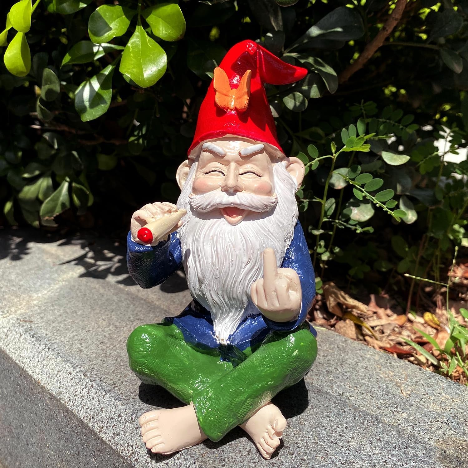 Funny Garden Gnome Statue - Mini Figurine Ornament for Outdoor Fairy Garden & Indoor Decor, Resin Craft Gift UK​​