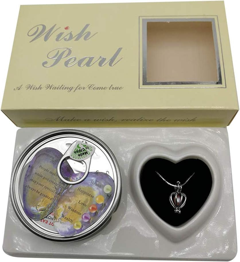 Creative Necklace Freshwater Pearl Oyster Love round Pearls, Necklace Box Pearl Cage Pendant DIY Pearls inside for Jewelry Making or Birthday Gifts