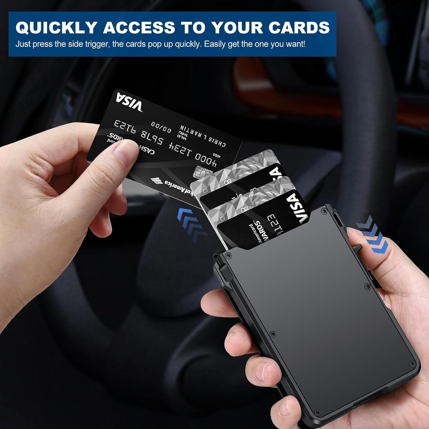 Wallet for Men, Mens Minimalist Wallet 9-13 Cards, Slim Compact Wallet with Money Clip & ID Window, RFID Blocking Smart Pop up Card Wallet, Metal Aluminum Credit Card Holder Leather Bifold Wallet