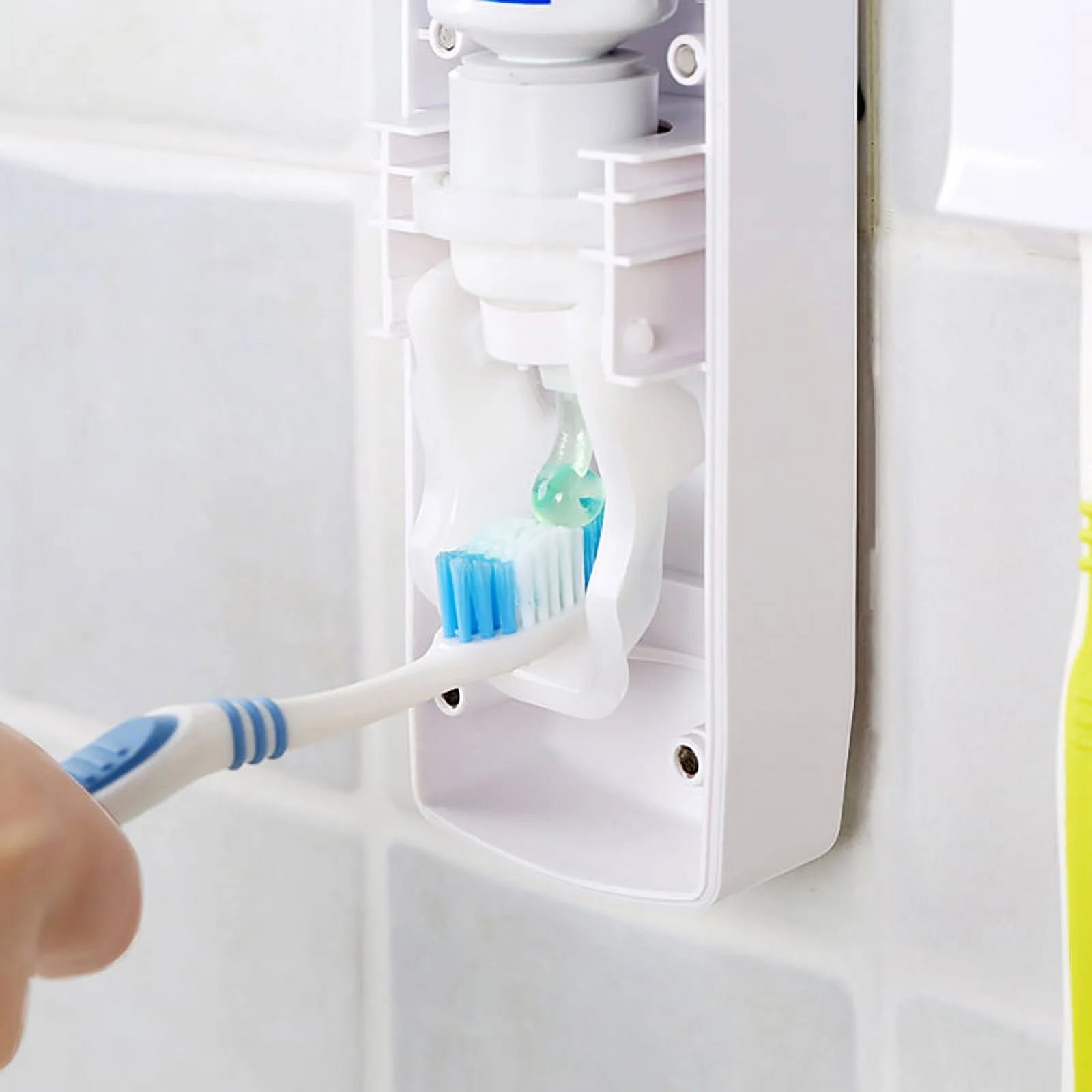 Toothbrush Holder Automatic Toothpaste Dispenser Set Dustproof Kids Hands Free Toothpaste Squeezer for Family Washroom Bathroom White