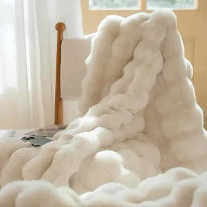 [Cozy|Faux Rabbit] Soft, Warm, 1Pc Cozy Faux Rabbit Fleece Blanket | Throw for Bedroom, Guest Room, Living Room, Student Dormito