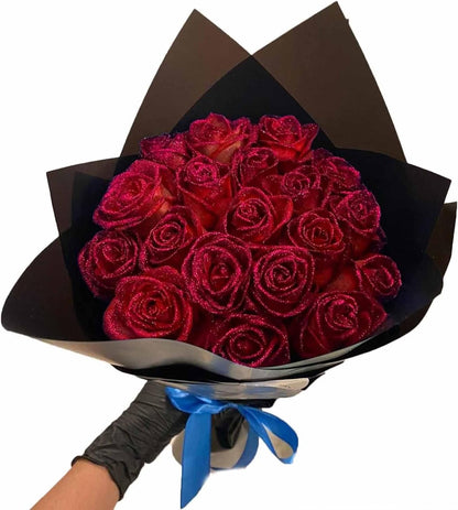 Rose Bouquet, Everlasting Shiny Fake Roses Bouquet, Blue Artificial Rose Bouquet, Fake Roses Bouquet Love Gifts, Love Gifts for Valentine'S Day Gift, Anniversary, Wedding (Color : Red, Size : 11 ROS