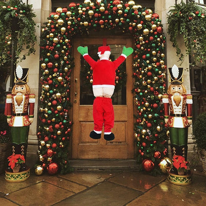 Large Christmas Hanging Santa Claus Outdoor Decoration Climbing Santa Claus with Pants off Santa Xmas Christmas Ornaments for outside Roof Gutter Window Balcony Christmas Party Supplies